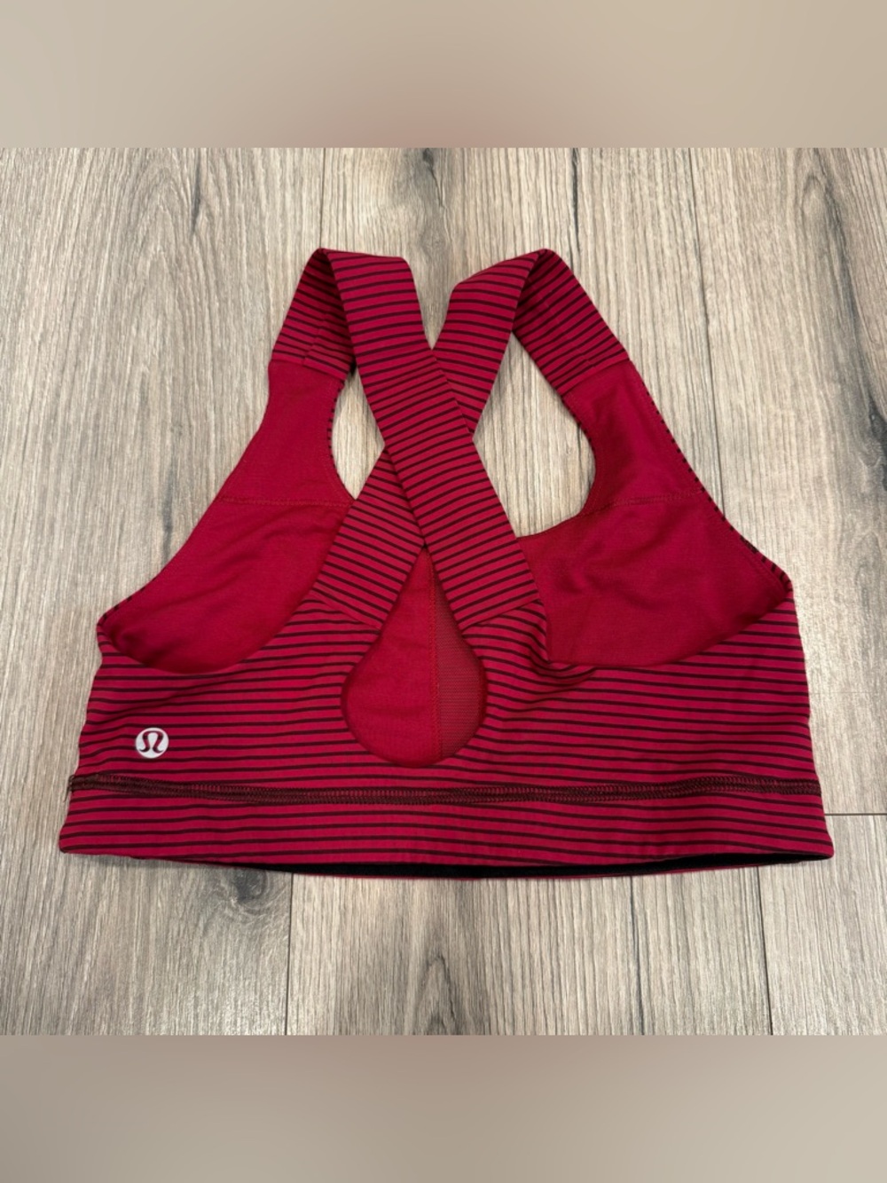 lululemon Pink Striped Cross-Back Sports Bra